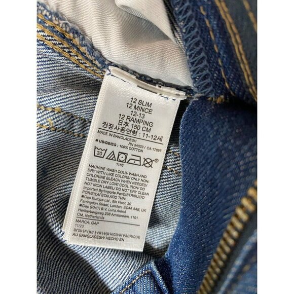GAP Kids ‘90s Original Straight Carpenter Jeans - Size 12 Slim - Blue Denim EUC - Picture 6 of 13